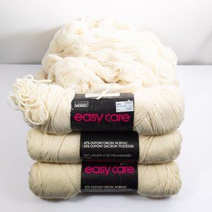 Vintage Yarn Lot Easy Care Off White 5 Skeins +